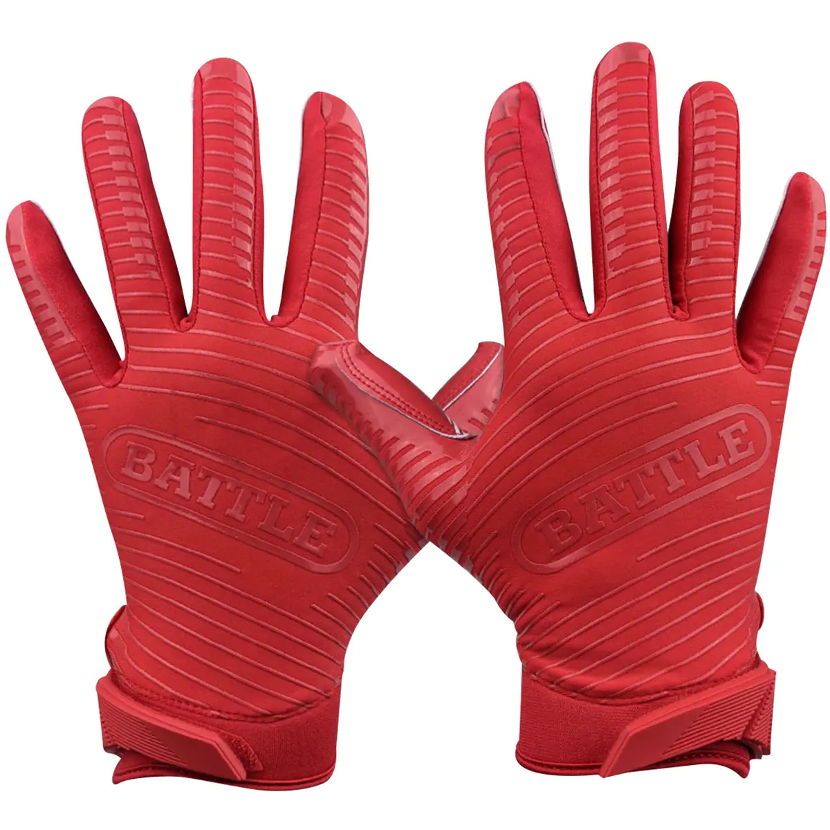 Battle Sports Doom 1.0 Adult Football Receiver Gloves with Ultra-Stick Palm and PerfectFit Material, NFHS/NCAA/NOCSAE Approved - Red