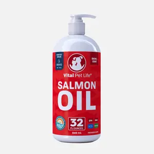 Salmon Oil for Dogs & Cats - Healthy Skin & Coat, Fish Oil, Omega 3 EPA DHA, Liquid Food Supplement for Pets, All Natural, Supports Joint & Bone Health, Natural Allergy & Inflammation Defense