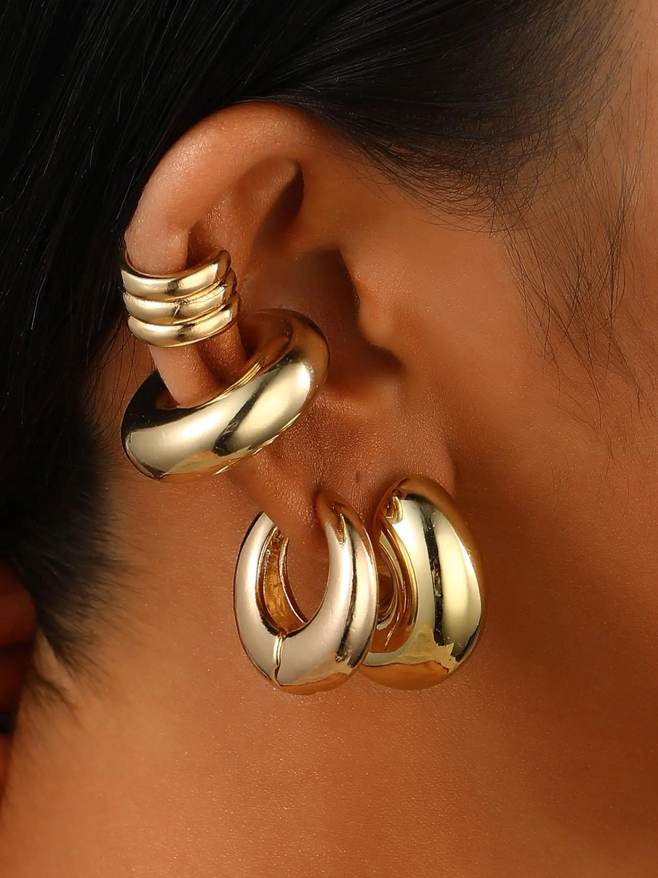 Punk Style Simple C-shaped Ear Cuff, Fashionable Earrings for Women & Girls, Trendy All-match & Exquisite Jewelry for Birthday Gift, Hoop Earring Sets, Earring Stacking Set, Fashionable Jewelry Accessories