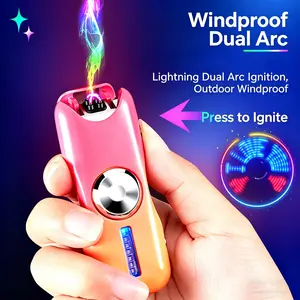 Finger Tip Spinner Lighter, USB‑C rechargeable and windproof. Gradient color design with premium finish | No butane, no fluid, never dies in wind — high-end EDC gadget, fidget toy, and special gift for men and women
