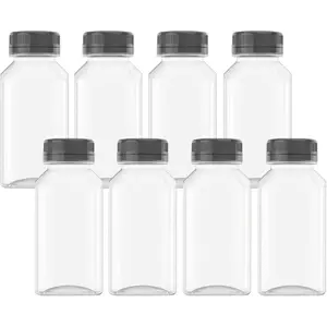 8 Pcs 8 Oz Plastic Juice Bottles Empty Clear Containers with Tamper Proof Lids for Juice, Milk and Other Beverage