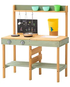 Wooden Mud Kitchen Outdoor Toy Play Kitchen Set for Kids Pretend Playset