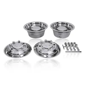 19.5" Polished Stainless Steel Dually Wheel Simulators,8 Lug Hubcaps Fit for 2019-2021 Chevy GMC C4500/C5500/C6500, 2004-2021 Ford F650