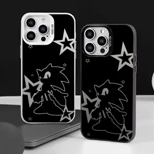 1PC Anime Sonic Phone Case Phone Case IMD Color Silver Shell For IPhone 16 15 14 13 12 11 Pro Max Plus