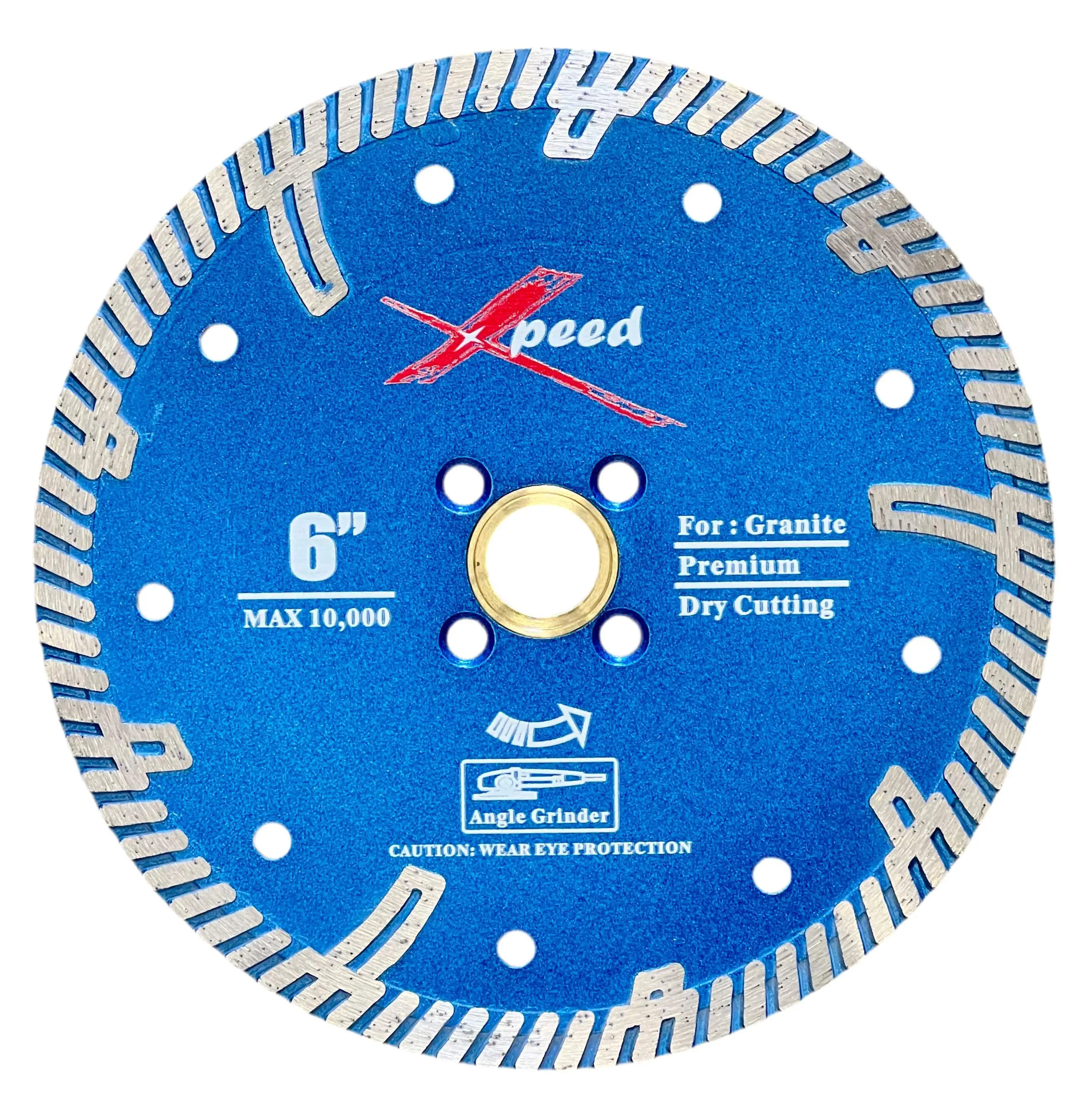 Pro Diamond 6-Inch Premium Blue Turbo Cutter with Side Diamond, 6" X.095" X 8Mm, for Premium Granite Dry Cutting