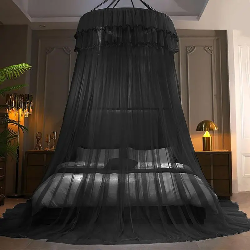 Mosquito Net Bed Canopy for Girls, Princess Canopy Bed Curtain Fine Sheer Mesh Dome Bed Canopies, Kids & Adults Lace Tent for Twin Full Queen King Bed (Black) Mosquito Net Bed Canopy for Girls, Princess Canopy Bed Curtain Fine Sheer Mesh Dome Bed Canopies, Kids & Adults Lace Tent for Twin Full Queen King Bed (Black)