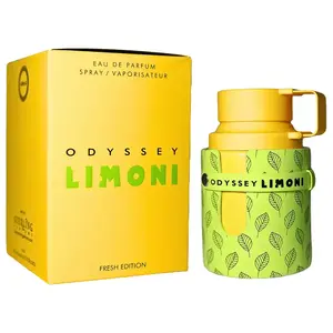 Odyssey Limoni EDP 3.4 oz Fresh Edition - Yellow Spray Bottle with Green Leaf Design Eau de Parfum