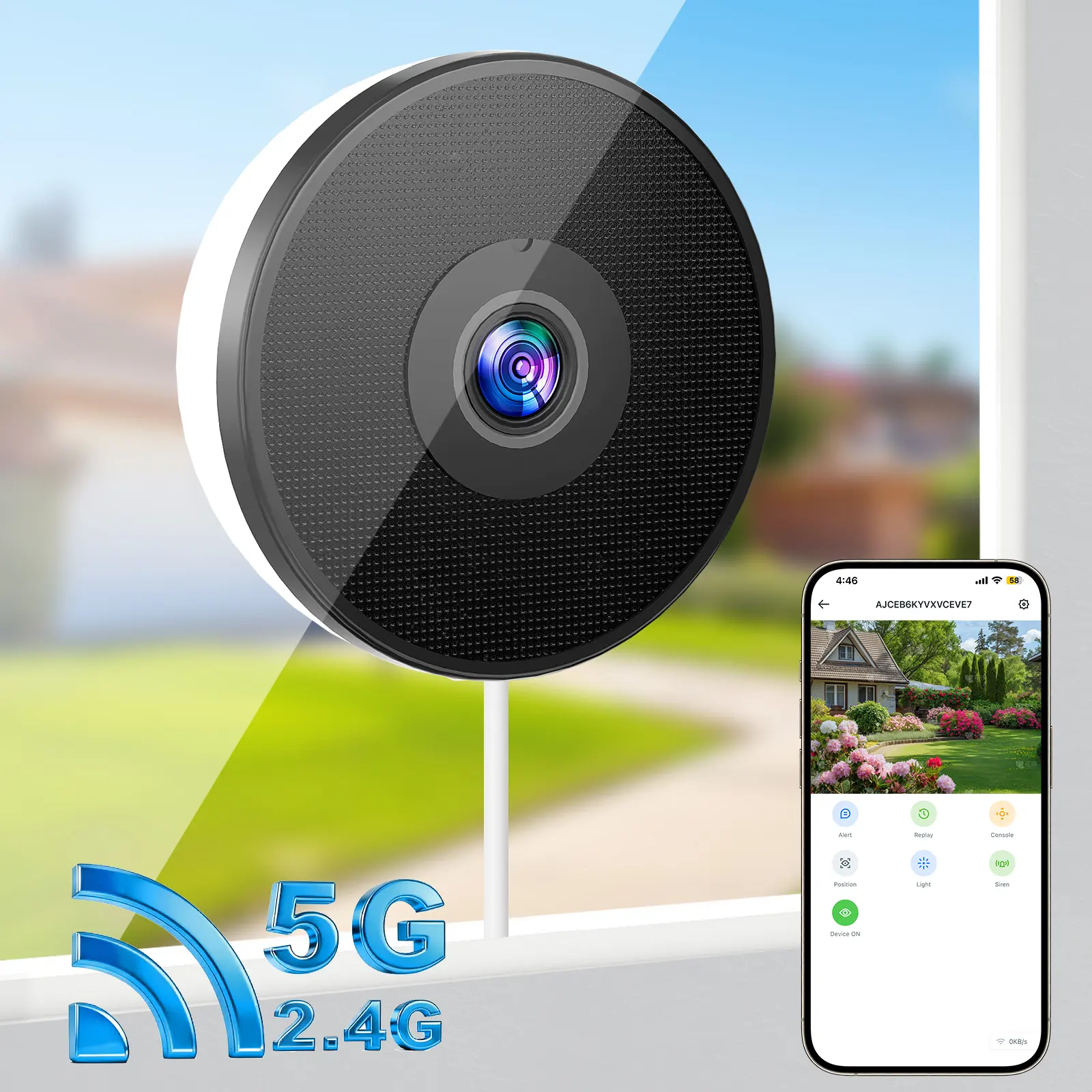 4MP High Definition Wireless Security Camera - Blacklight Lens, AI Human Detection, Dual-Band 2.4G/5G WiFi, Window Mount, Intelligent Sensing Monitoring (Part of High Definition & Intelligent Sensing Security Cameras & Systems), High Definition Security C