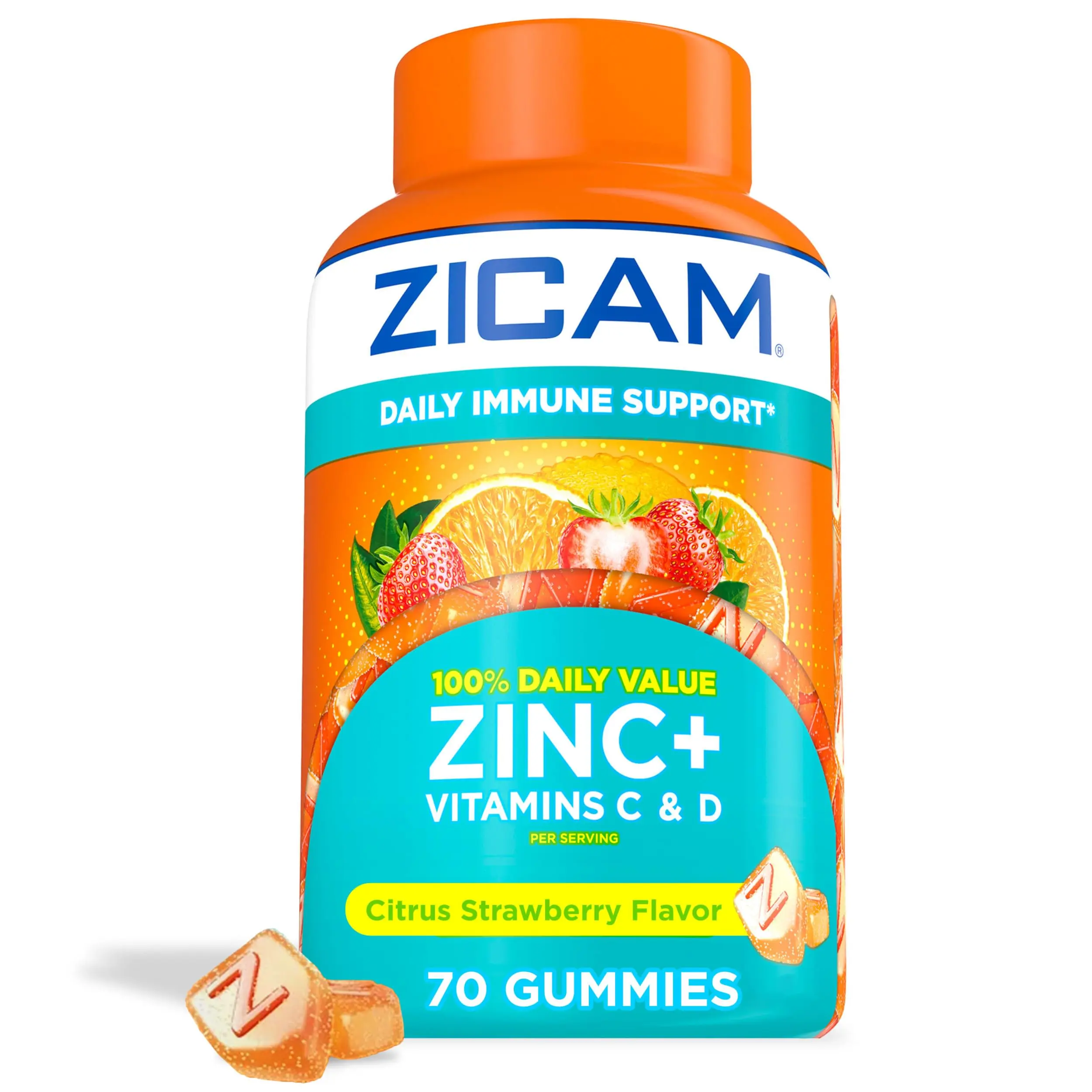 Immune Support Gummies Vitamin C Zinc Vitamin D Strawberry Citrus 70 Coun