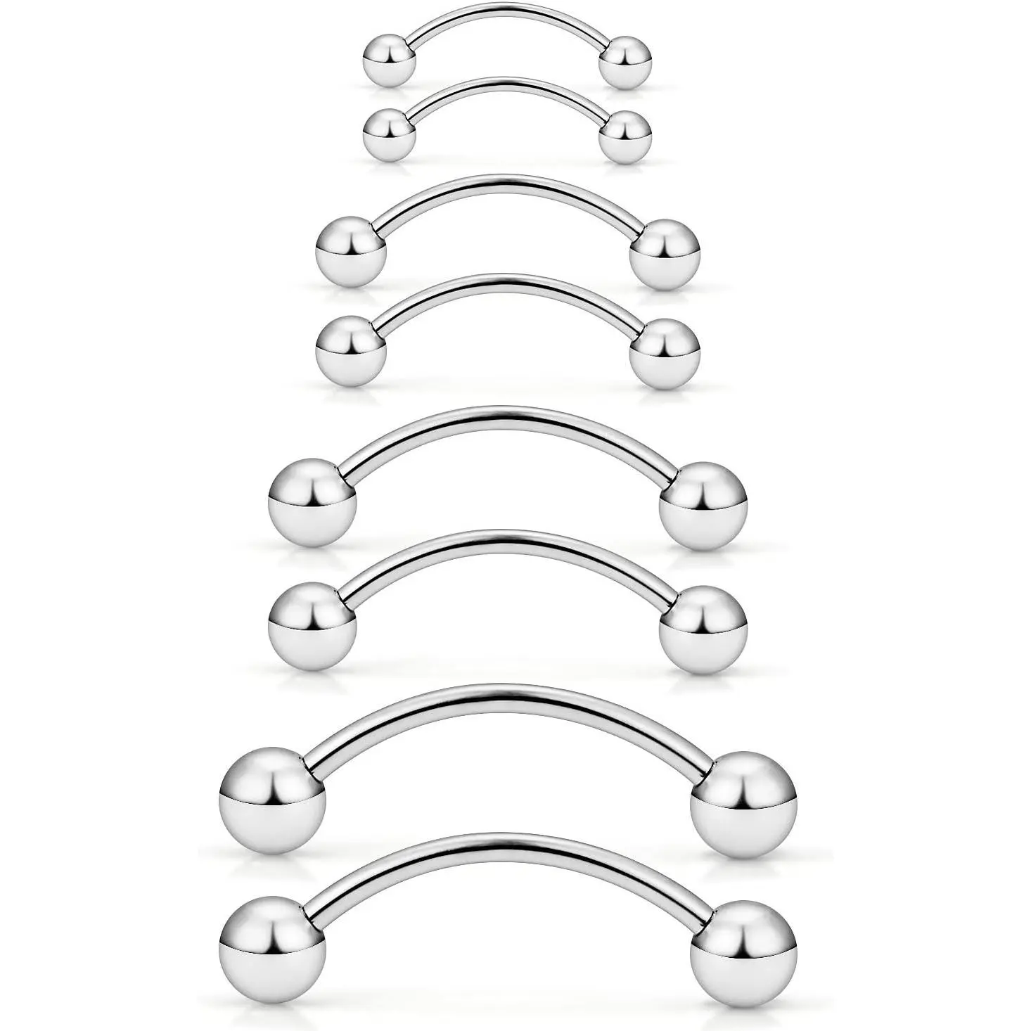 12G 14G 16G 20G Piercing Jewelry for Body Parts 316L Surgical Steel Vertical Lip Labret Belly Button Ring Snake Eyes Tongue Ring Curved Barbell 6mm(1/4") 8mm(5/16") 10mm(3/8") 12mm(1/2")
