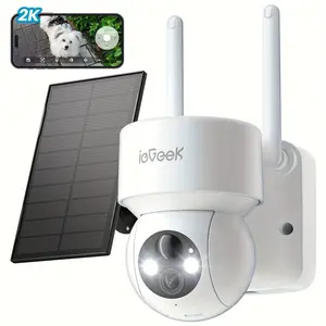 2024 ieGeek Security Cameras Wireless Outdoor, 2K WiFi Camera for Home Surveillance, 360 Battery Powered Cam with Solar Panel, 3MP Color Night Vision, PIR Motion Sensor, 2-Way Audio, Works with Alexa