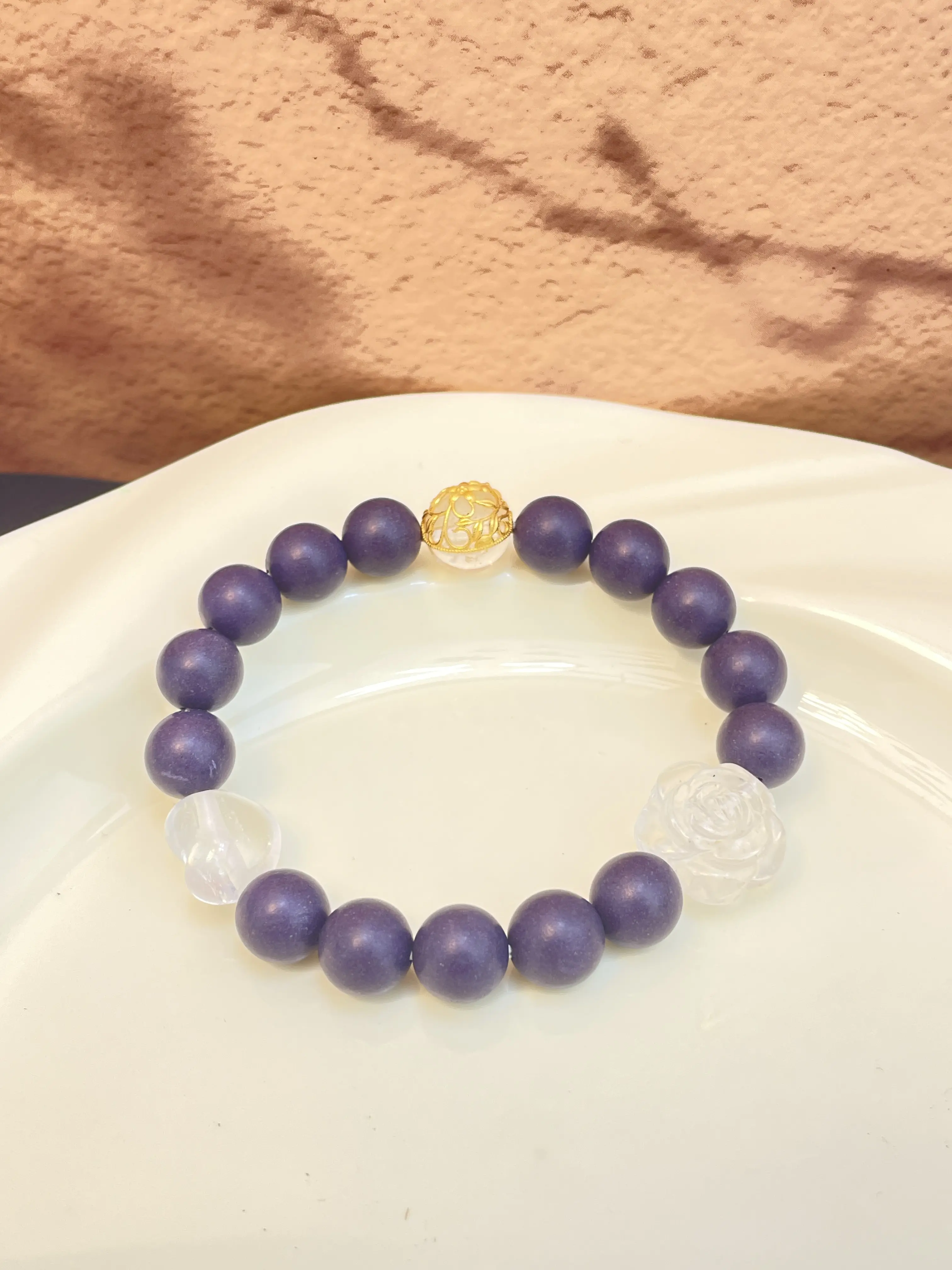 10MM Ylang-ylang Floral incense aromatherapy bracelet for Love and relationship with Rose+Heart+Vine