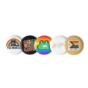 Rainbow Pride Pin Buttons For Backpacks, Jackets, Bags, Set of 5, High Gloss, Easy Pin
