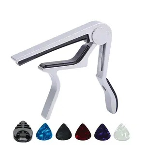 Guitar Capo with Pick Set (7 Counts), Guitar Capo for Acoustic and Electric Guitars with 5 Picks and 1 Holder, Music Accessories