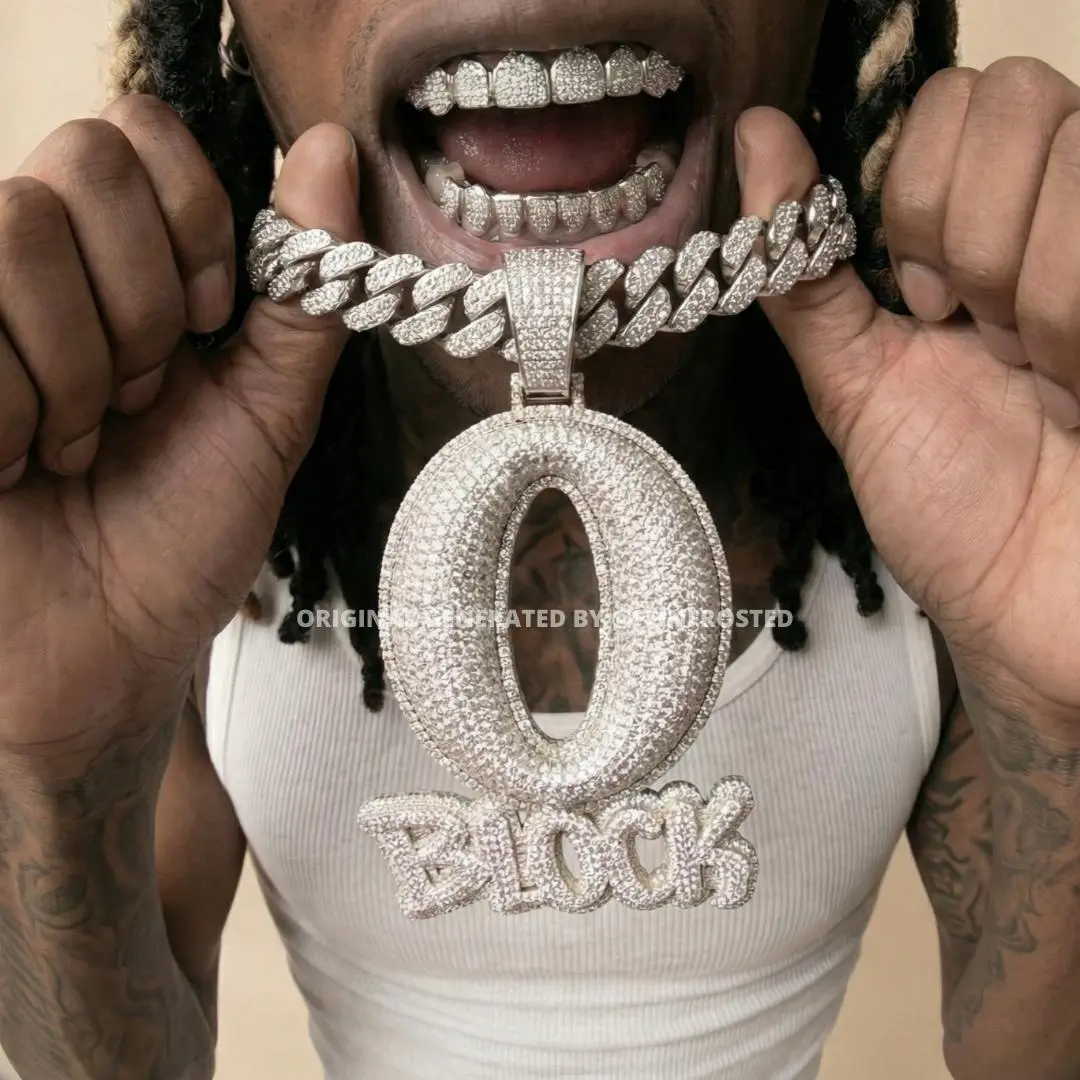 DELUXE Oblock Pendant Von's Version Memorial Hip-Hop Letter Pendant Necklace Full Inlaid Necklace Fashion Jewelry Trendy Unisex Jewelry