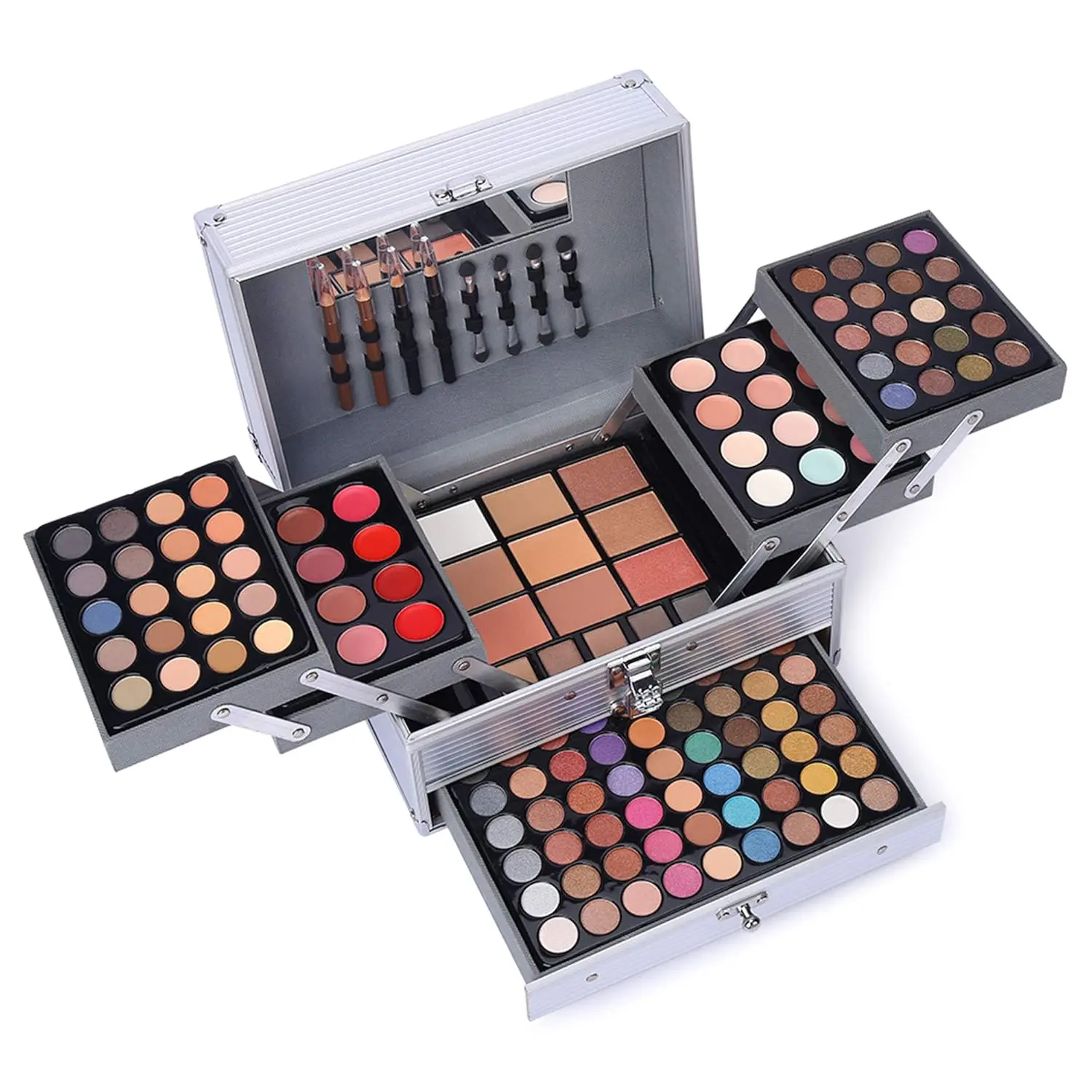 132 Color All In One Makeup Gift Set Kit- Includes 94 Eyeshadow, 12 Lip Gloss, 12 Concealer, 5 Eyebrow powder, 3 Face Powder, 3 Blush, 3 Contour Shade, 2 Lip Liners, 2 Eye Liners, 4 Eyeshadow Brush,sunscreen