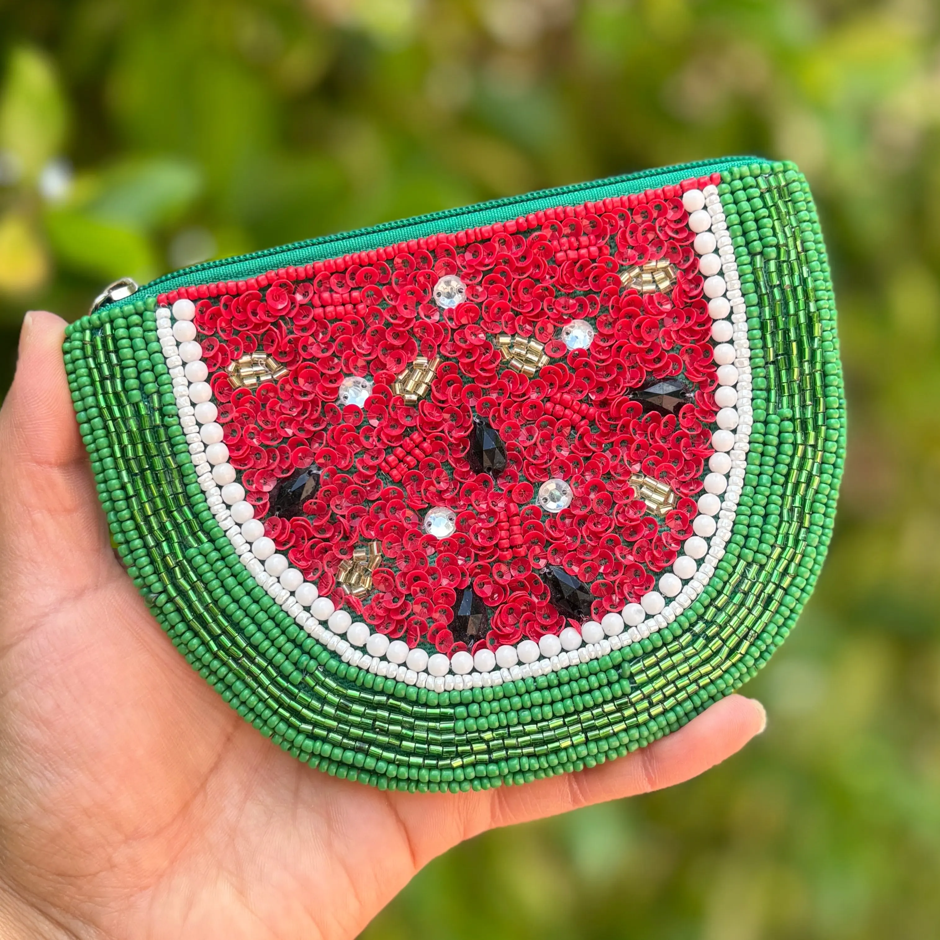 Watermelon Beaded Pouch Purse