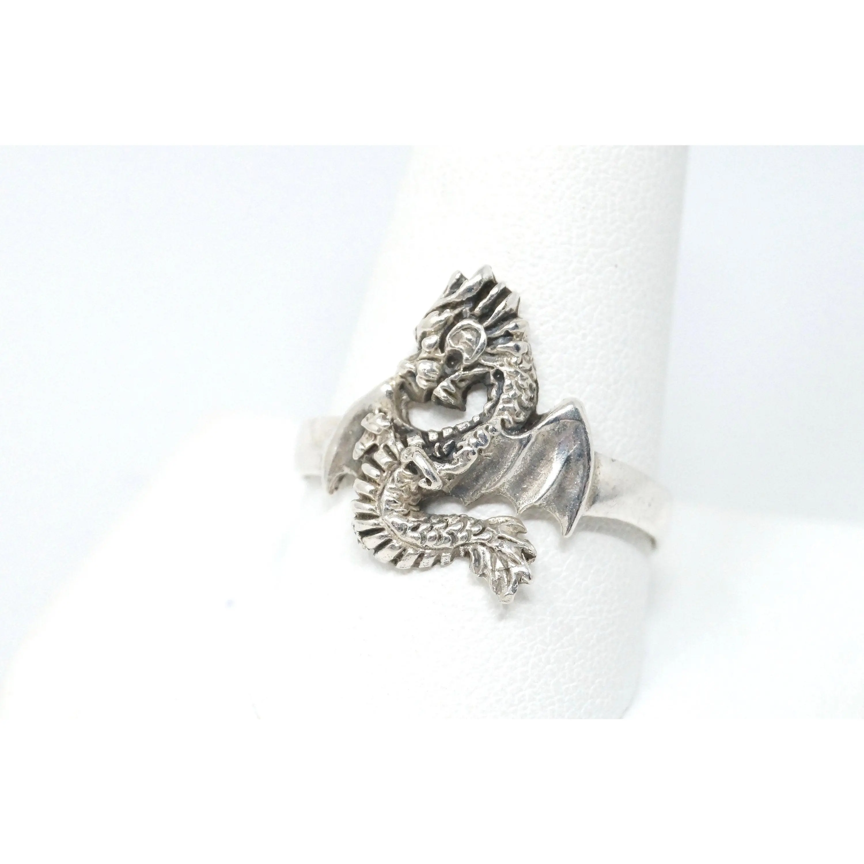 Amazing Vintage Flying Magical Dragon Sterling Silver Ring - Size 11