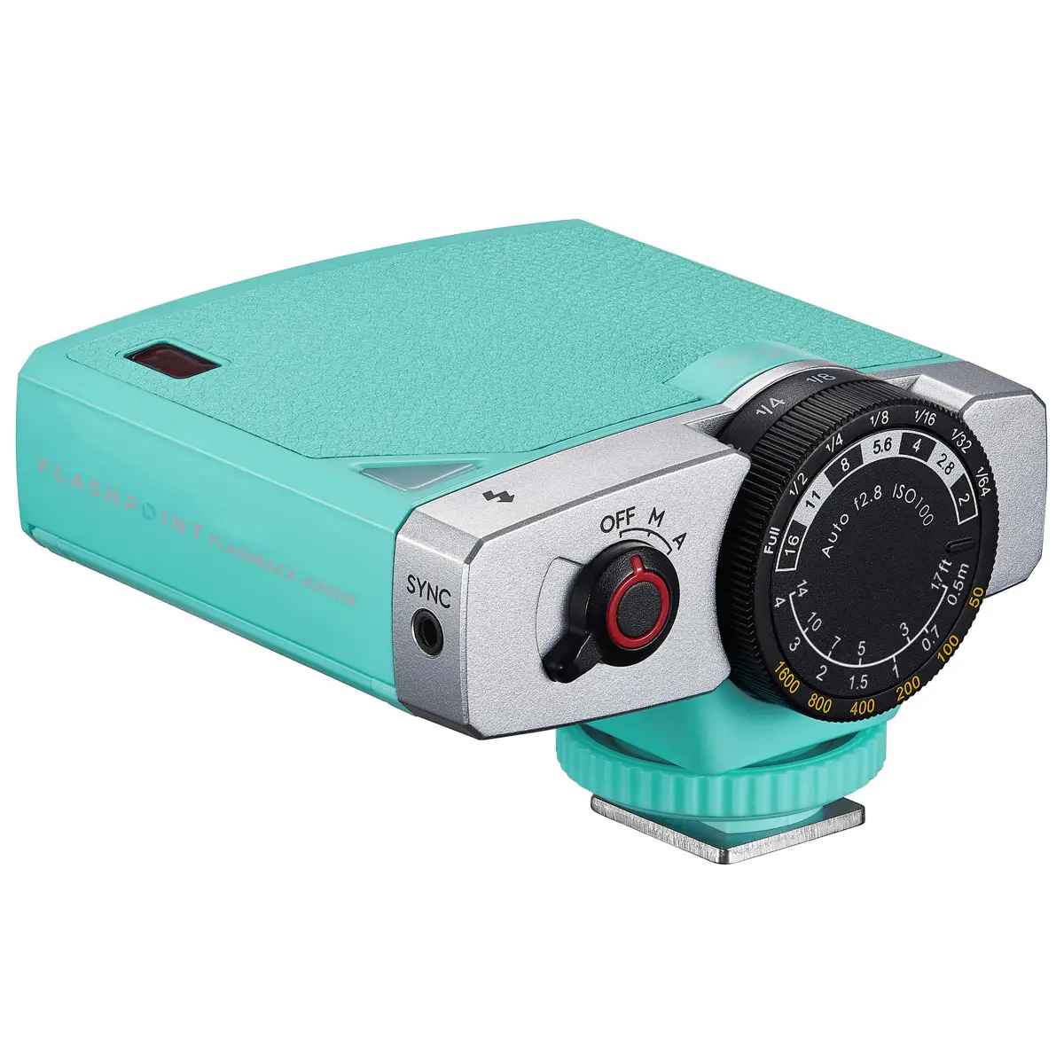 Flashpoint FlashBack Lux Junior Rechargeable Compact Retro Camera Flash - Mint Green, Godox Lux Junior, Hot Shoe Sync Compatible