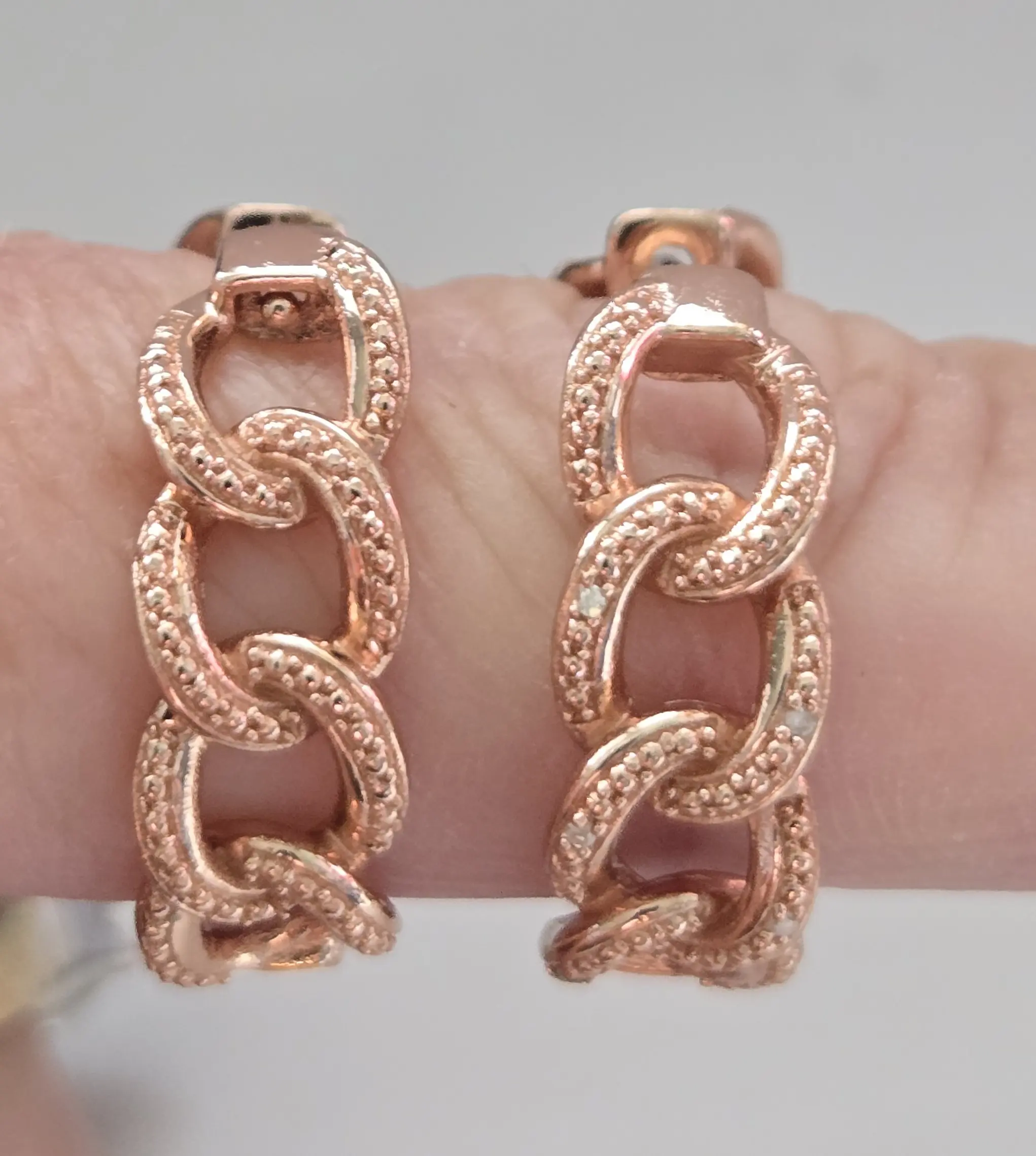 Natural .12 ct Diamond Hoop Earrings - 18k Rose Gold Plated 316L Stainless Steel, Brand New, Natural Gemstone, Elegant Design