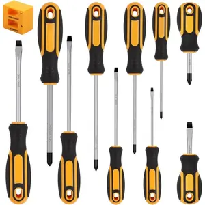 11-Counts Screwdriver Set 5 Phillips and 5 Slotted Tips Magnetic Screwdriver Set Screw Driver Work on Small Screws as Well as Large. Magnetizer Demagnetizer for Screwdriver Tips Bits and Small Tools Does not apply