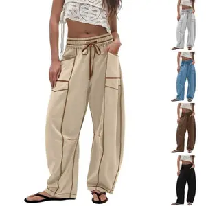 Womens Barrel Sweatpants Baggy Pants Wide Leg Pants Drawstring Athletic Lounge Sweats lodge barrel leg sweatpants High Waisted Workout Sets Women Can be used with raincoat