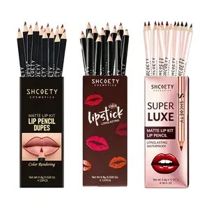 2 in 1 Waterproof Lip Liner Eyebrow Pencil Set 12, Matte Long Lasting High Pigment Smudge Proof Makeup Pencils, Smooth Creamy Lip Contour & Eyebrow Defining Pen, Daily Eye Lip Makeup for Women All Skin Tones gloss lip tint set multi-color selection