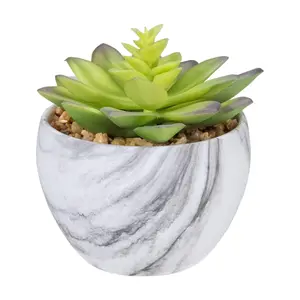 Northlight 4" Artificial Succulent in Faux Marble Pot Northlight 4" Artificial Succulent in Faux Marble Pot