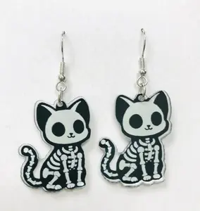 Cute Skeleton Cat earrings Horror Halloween Gifts