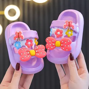 New Girls' Bow Toe Slippers, Four Seasons Fashionable Cute Shoes, Bathroom Anti-Slip Quick-Dry Soft Sole Comfortable Lightweight Indoor Outdoor Beach Sandals Breathable Flip Flops Garden Home Shoes