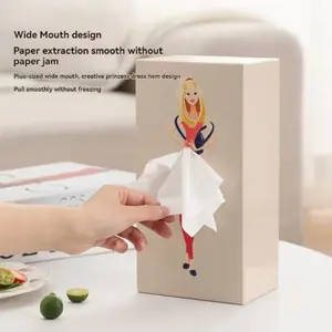 Cartoon Animation Paper Towel Box Set, Fun Ladies Half Body Skirt Design, Desk Organizer for Office & Home Decor, Tissue Holder