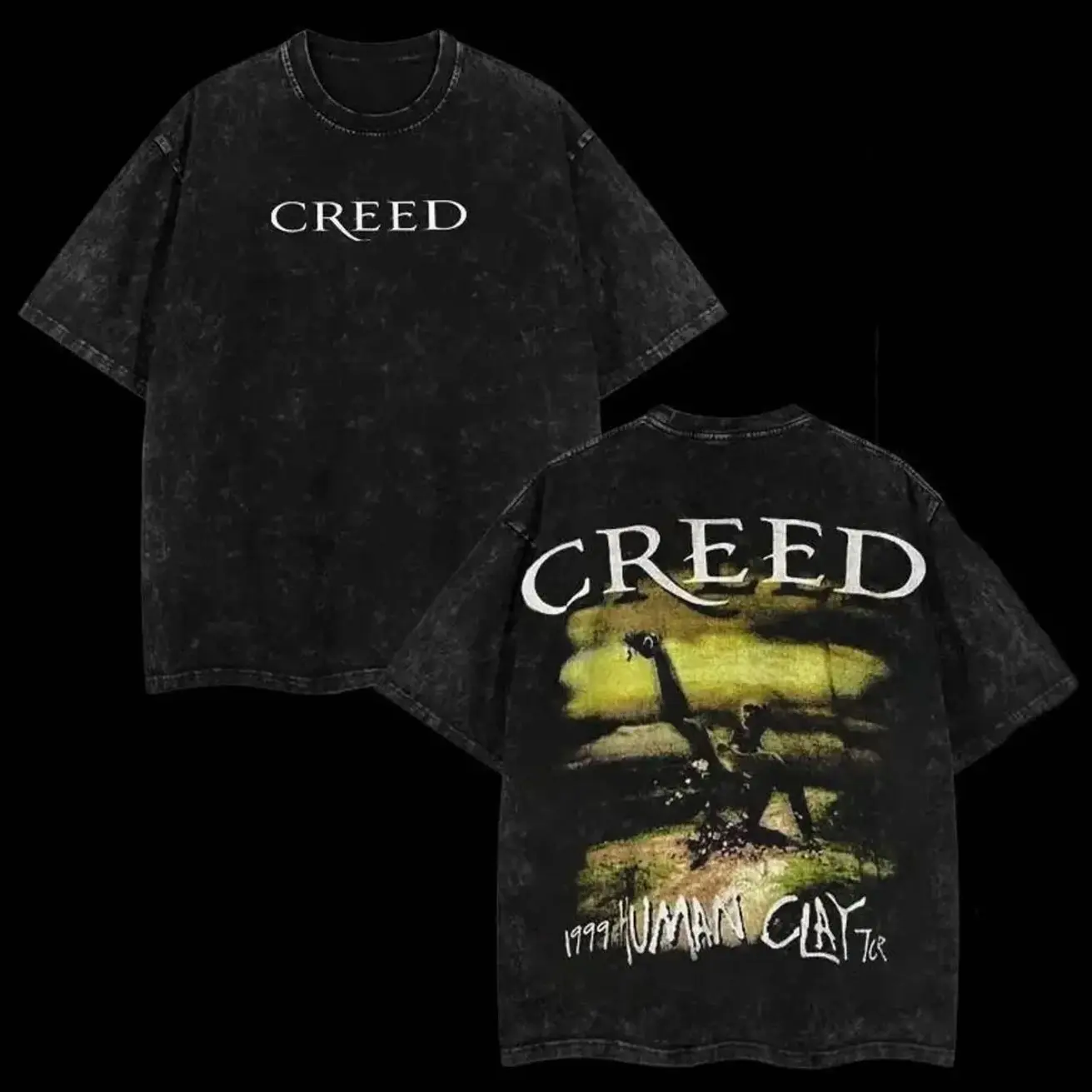 Creed Human Clay Washed T-Shirt, Double Printed Oversized Music Band Washed Tee, Rock Band Double Printed Washed Hoodie, Gift For Band Fan Crewneck Casual, Oversize shirt, Cotton tee G1D