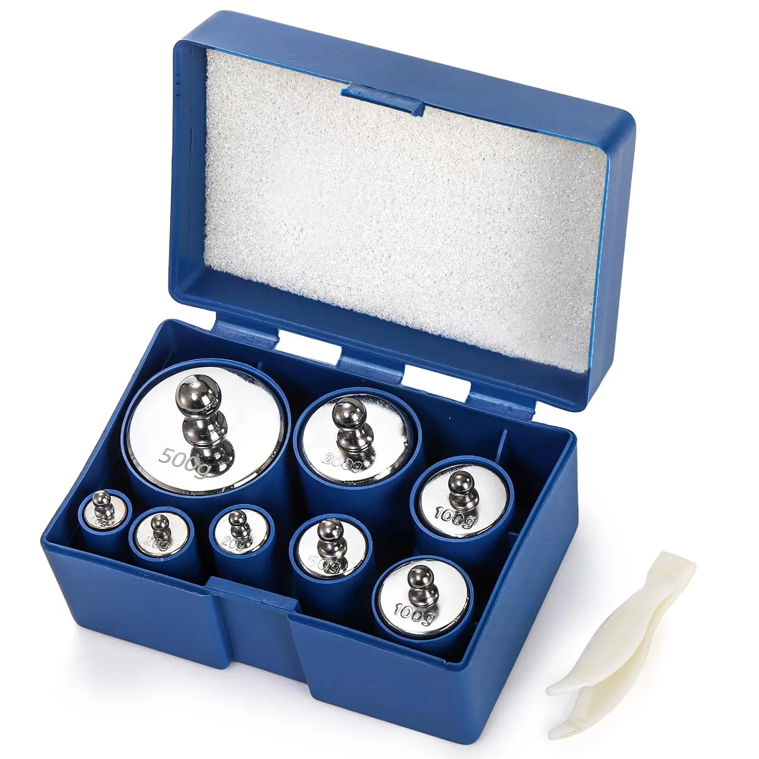 8 count 1000g Calibration Weights, Gram Precision Steel Scale Calibration Weight Kit Set 10g 20g 50g 100g 200g 500g, Calibration Weight with Tweezers for Digital Scale , Lab Scale