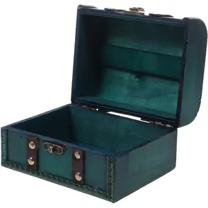 Treasure Chest Box - Wooden Vintage Jewelry Box with Lock, Decorative Design for Women & Girls, Ideal for Storing Jewelry & Accessories Storage Organiser Green