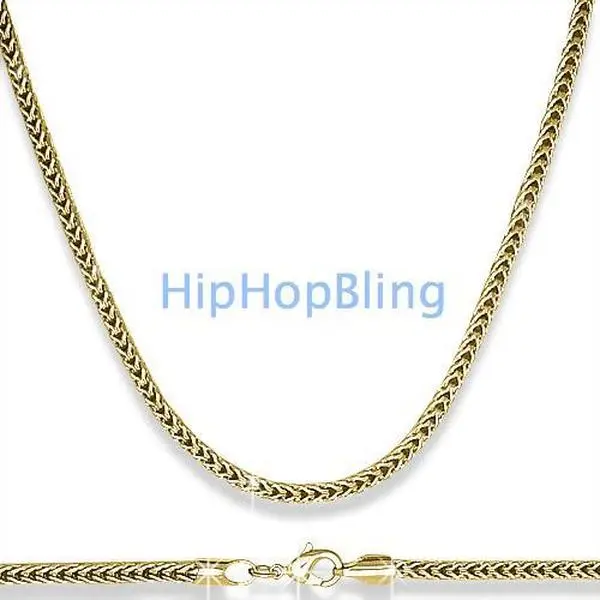 Foxtail Franco 3mm 36 Inch Gold Hip Hop Chain