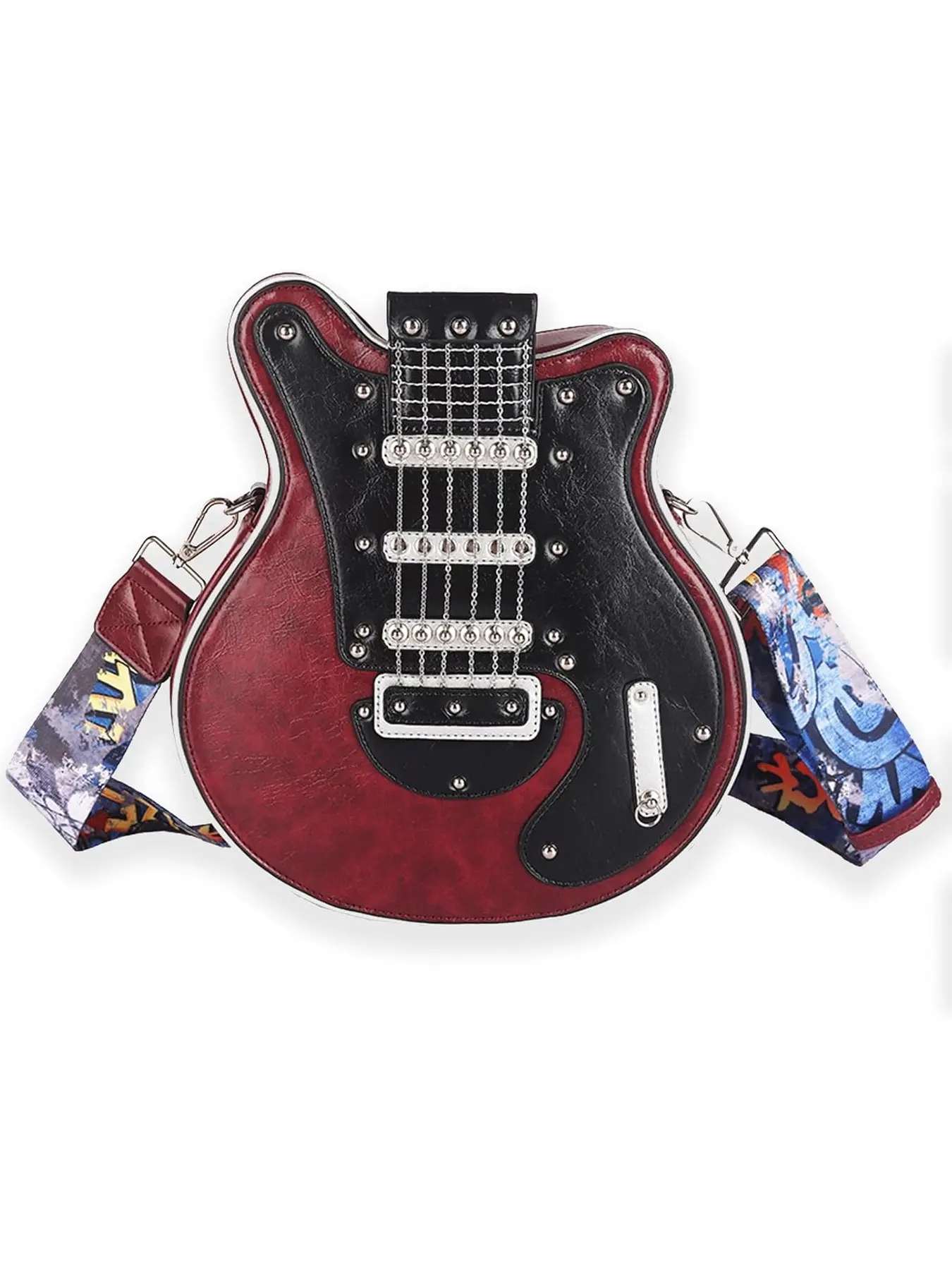 Men and Women PU Leather Guitar Shaped Crossbody Shoulder Bag Guitar Purse All Seasons Guitar Shape Design Stylish Versatile Crossbody Crossbody Bag PU Leather Bags Unique Bags Casual Crossbody Bags