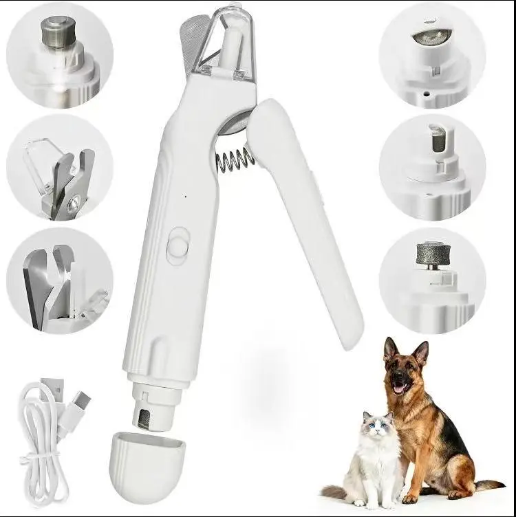2-in-1 Pet Nail Clipper & Grinder for Kittens & Puppies, Dual LED Lights, USB Rechargeable Electric Multi-Function Pet Grooming Tool, Kitten Nail Clipper, Puppy Nail Clippers