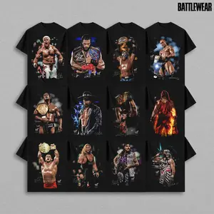 [Collection] Wrestling Legends Vintage Graphic Tees Champion Belt Ring Icons Retro 90s Attitude Era Inspired Shirt Oversized Heavyweight Cotton Streetwear Pro Wrestling Fan Merch Classic Superstar Tribute Tee Unisex Casual Gift for Wrestling Fans