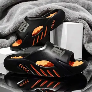 Ultra Soft Foot Massage Cloud Slides Thick Sole EVA Cushion Non-Slip Streetwear Casual Slippers For Men Indoor Outdoor Summer Beach Pool Open Toe Sport Recovery Sandals Footwear Boy Shoe Walking Shoes Flipflop Makapal Fashion Dance good guy Black slippers