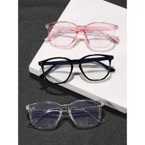 Unisex 3-Pack Square Shape Blue Light Blocking Eyeglasses, 1 Size, Acrylic Lens, PC Frames, Trendy Casual Everyday Use, Fashion Accessory for Outdoor Activities, Bluelight Fashion Glasses, Fashionable Frames Glasses