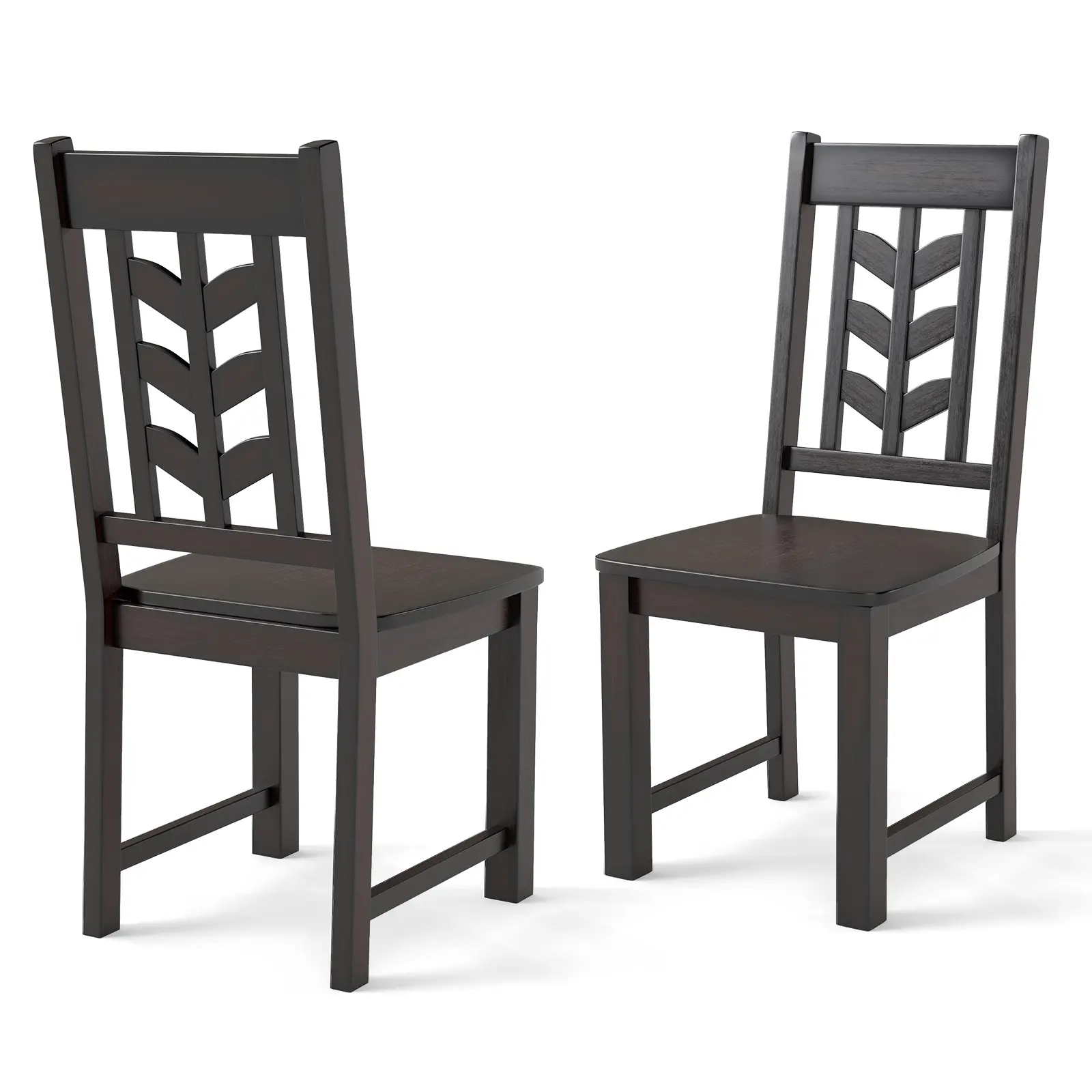 COSTWAY - Kitchen Side Dining Chair Set of 2 with Rubber Wood Frame-Rustic Brown COSTWAY - Kitchen Side Dining Chair Set of 2 with Rubber Wood Frame-Rustic Brown