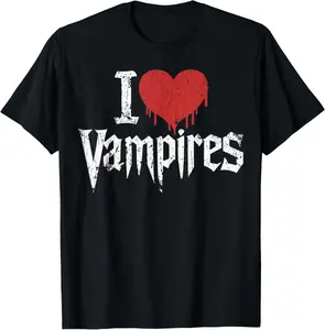 Casual Cotton shortsleeve tees I Love Vampires Red Heart Vampires Grunge T-Shirt
