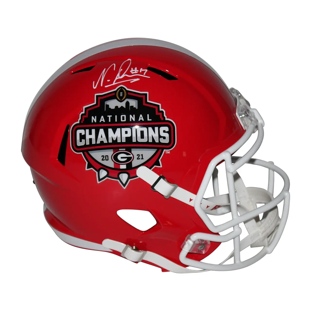 Nakobe Dean Signed Georgia Bulldogs Speed F/S Rep Helmet w/2021 Natl Champs -BAS