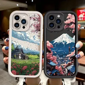 Fashion Japanese Anime Sakura Scenery Case for iPhone 17 Pro Max 16 16e 15 14 Plus 13 12 Mini 11 Air X XS Pattern Soft TPU Rubber Camera Protection Rugged Mobile Phone Cover Gift 2D printing