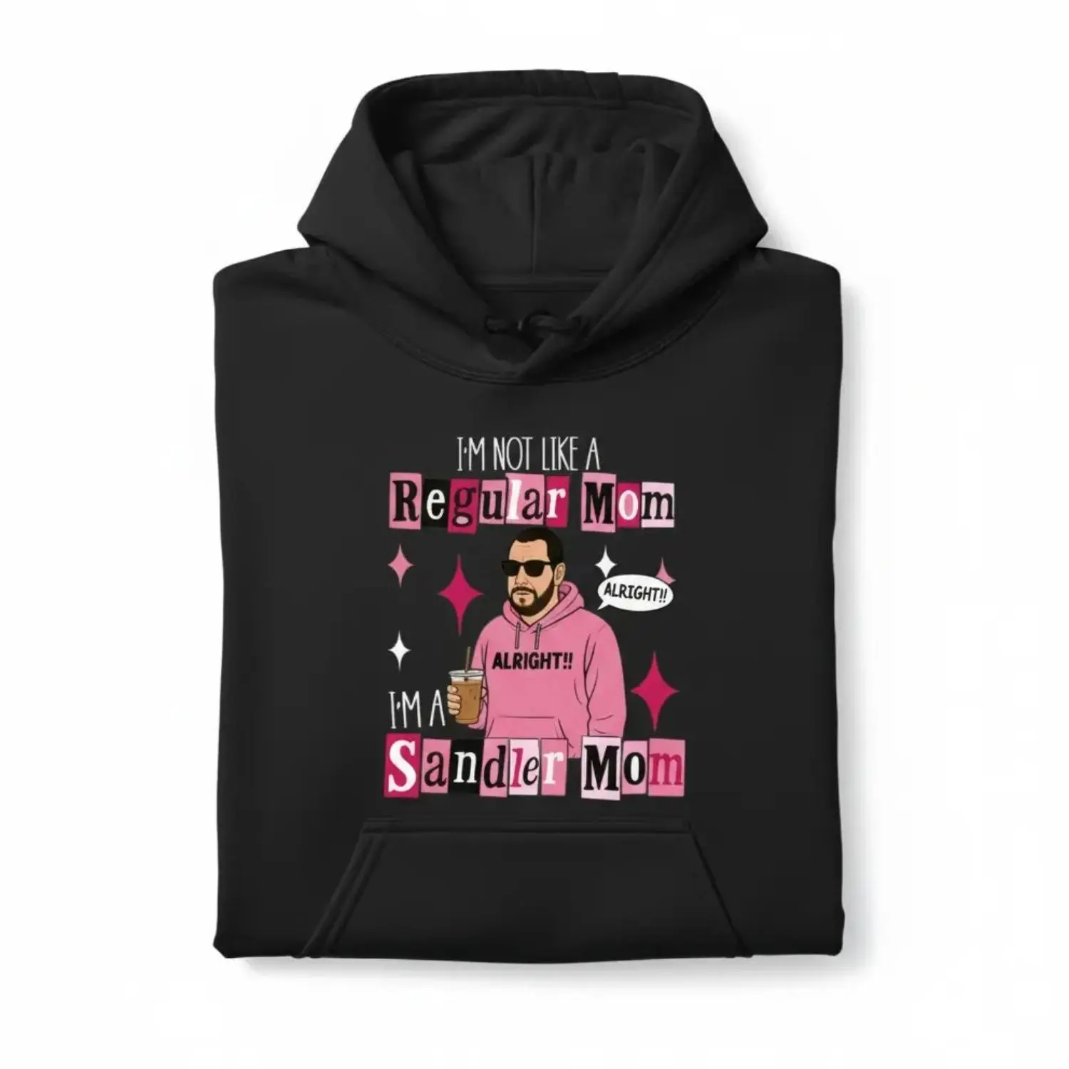 Women's Sandler Mom Graphic Hoodie, Oversized Thick Fleece Pullover, Long Sleeve Casual Streetwear Top, Everyday Essential Fan Gift