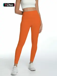 Women's Tight Soft Yoga Pants, High Waist Sports Elastic Fitness Leggings, Butt Lifting Slimming Waist Effect, Comfortable Sportswear, Gym Workout Leggings, High Waisted Legging, Activewear Bottoms