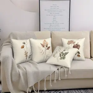 4pcs, Floral Design Polyester Pillowcase, Suitable for Living Room, Bedroom, Sofa, Bed, Room, Comfortable Soft Pillowcase Single-Sided Printing, No Pillow Core, Three Sizes Available