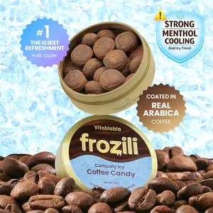 Frozili Curiously Icy Coffee Menthol Candy – Real Arabica Coffee Flavor, Extra Cooling Coffee Mint Bonbons, No Added Caffeine, Refreshing Candy for Study, Work, Driving & Long Days