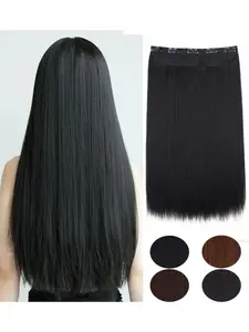 Straight Hair Clip-In Extensions One Piece 5 Card Long Straight Synthetic Hair Pieces for Women Suitable for Daily Use and Parties Straight Length