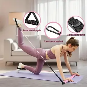 Multifunctional Pilates 14-Piece Set, Home Pilates Equipment, Hip Training Yoga Pilates Push-Pull Bar, Leg Resistance Bands, Hip Trainer, Yoga Stick with Pull Rope, Ideal for Indoor Yoga and Fitness